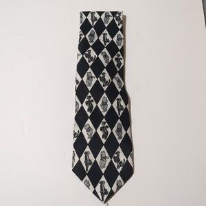 Winnie the Pooh black and white 100% polyester Disney tie